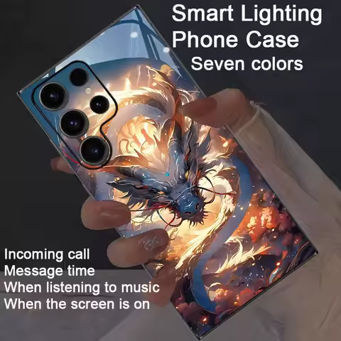 Divine Dragon Luminous Call Lighting Up Phone Case For Samsung Galaxy S25 S24 S23FE S22 S21 Ultra Plus Z Fold 7 6 5 Glow Cover