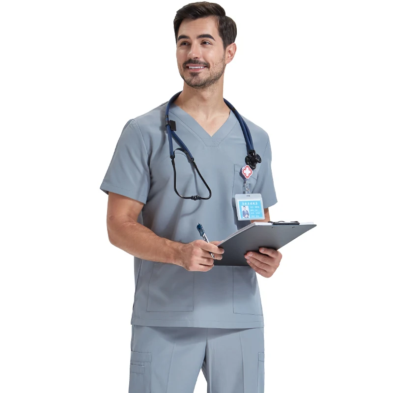 Set di Scrub ultraleggero uniforme da infermiera medica per donna uomo abbigliamento da lavoro medico ospedaliero tessuto in popeline vestito chirurgico veterinario 8020