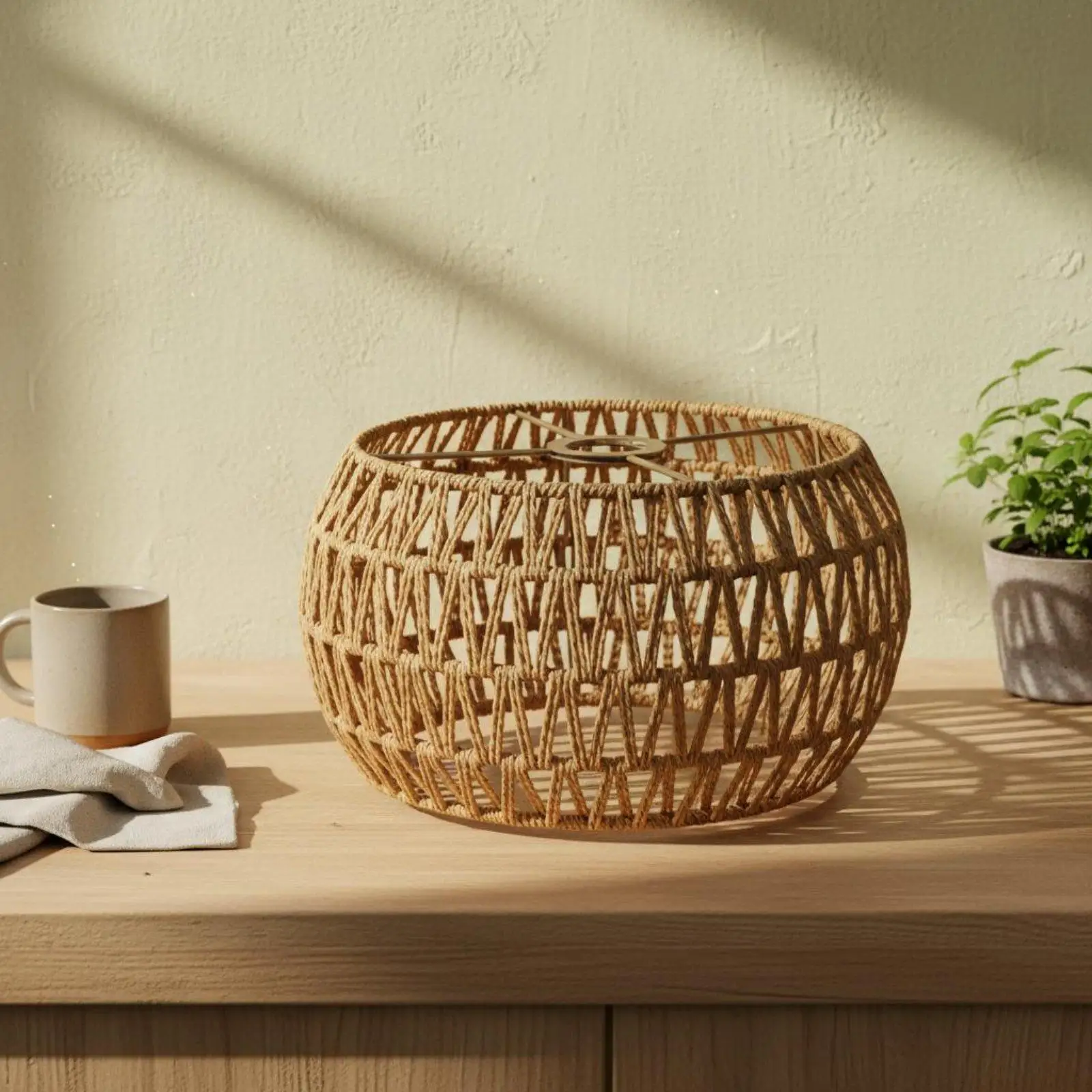 Natural Woven Lamp Shade Rattan Lamp Cover Vintage Lampshade for Table Lamp and Standing Lamp in Home