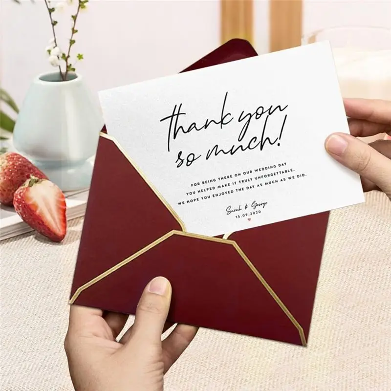 100 PCS A7 Burgundy Invitation Envelopes With Gold Border, 5X7 Inch, V-Flap, Quick Seal - Perfect For Special Occasions-A12I
