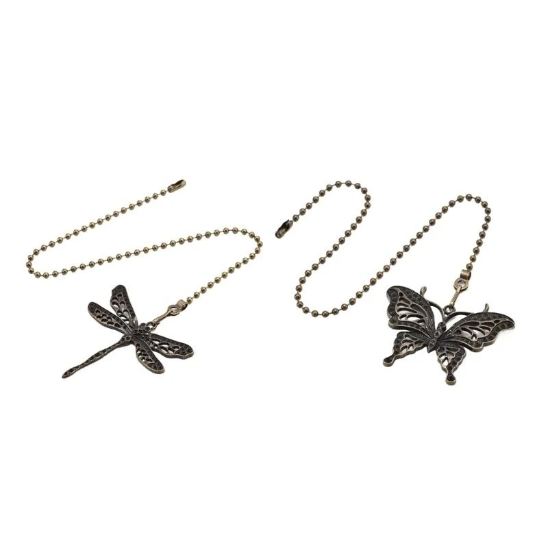 2pieces Dragonflies พัดลมพัดลมดึงโซ่เครื่องประดับสำหรับพื้นที่รับประทานอาหาร