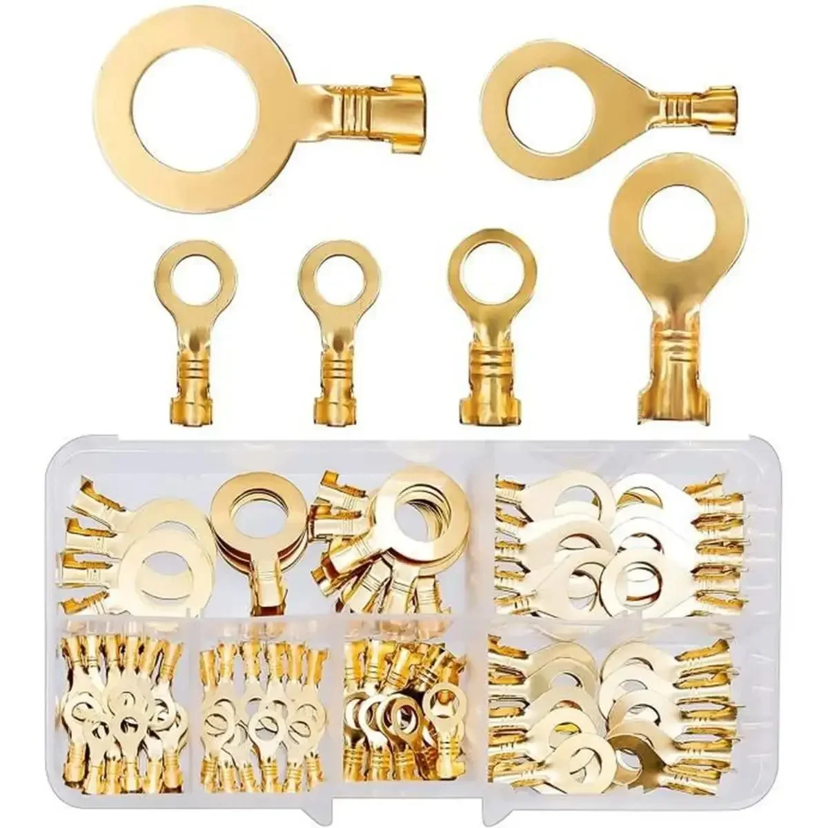 150pcs/set Round Terminal Block DJ431 O-type Lugs Terminals Cold-Pressed Connector Copper Tab Wiring Nose Combination Set New