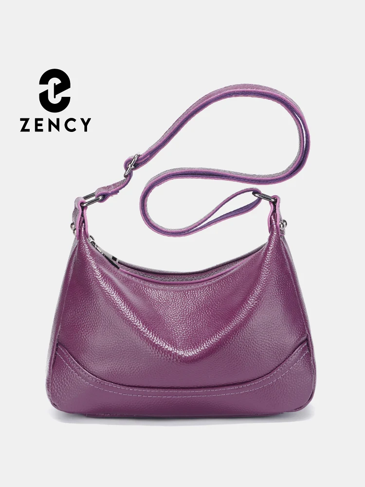 Zency Genuine leather Women Handbag Cowhide Hobo Bag Large Capacity Crossbody Adjustable Strap Shoulder Bag Purse Winter Bags
