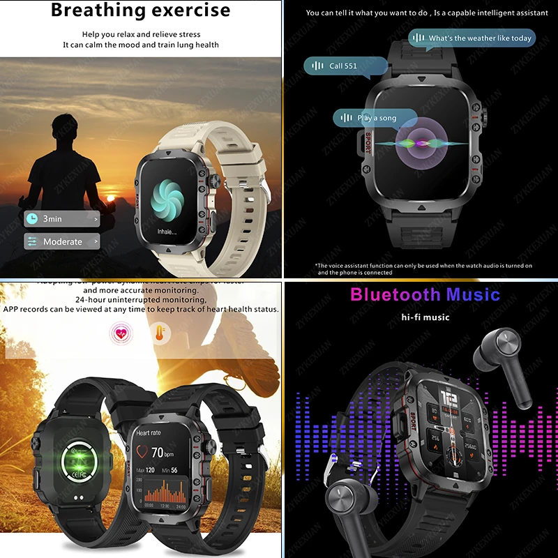 2025 For Xiaomi New Rugged Military GPS Smart Watch Men Bluetooth Call Health Monitoring AI Voice Sports Waterproof Smartwatches image 4