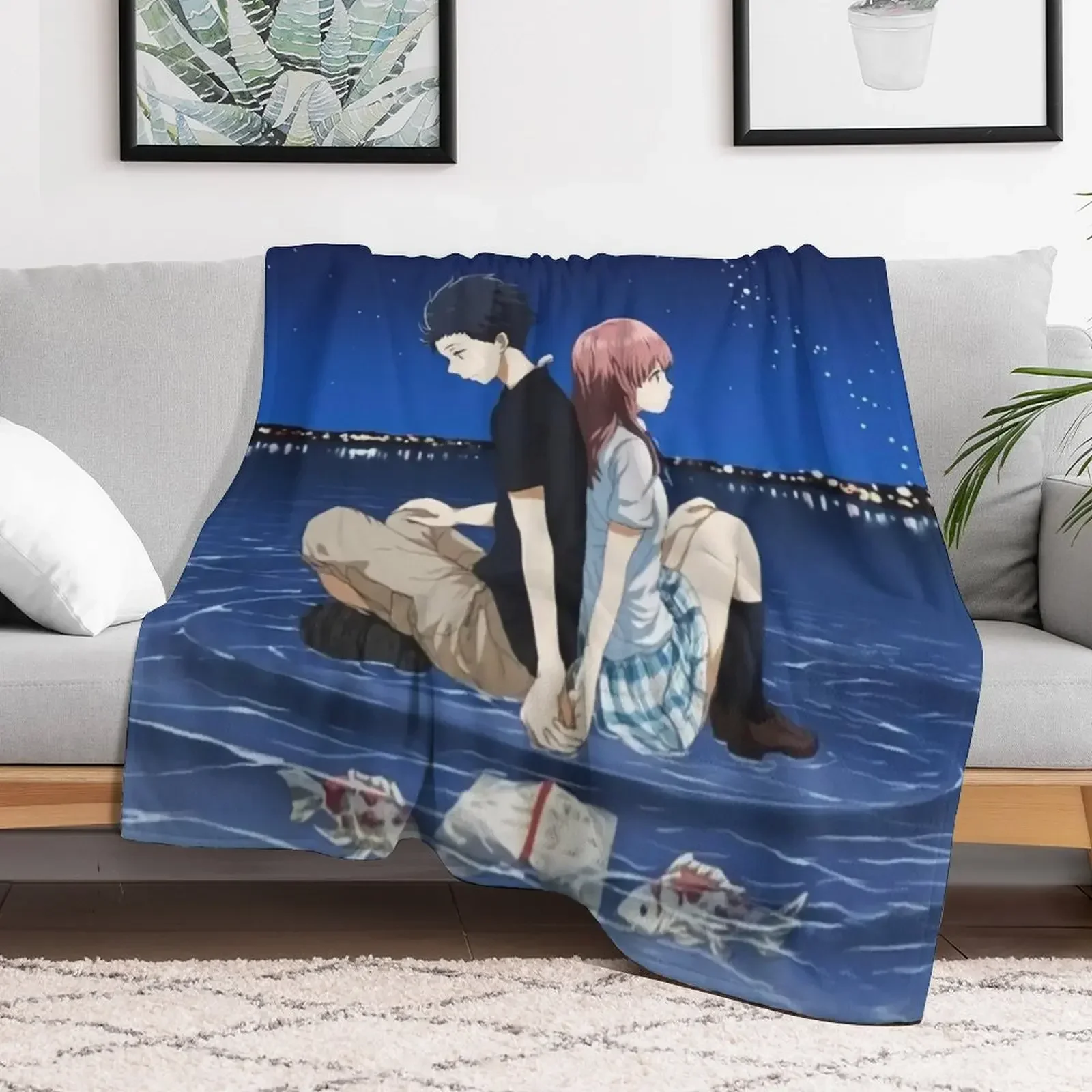 

A Silent Voice Ishida Shouya and Nishimiya Shouko Throw Blanket warm for winter decorative Blankets