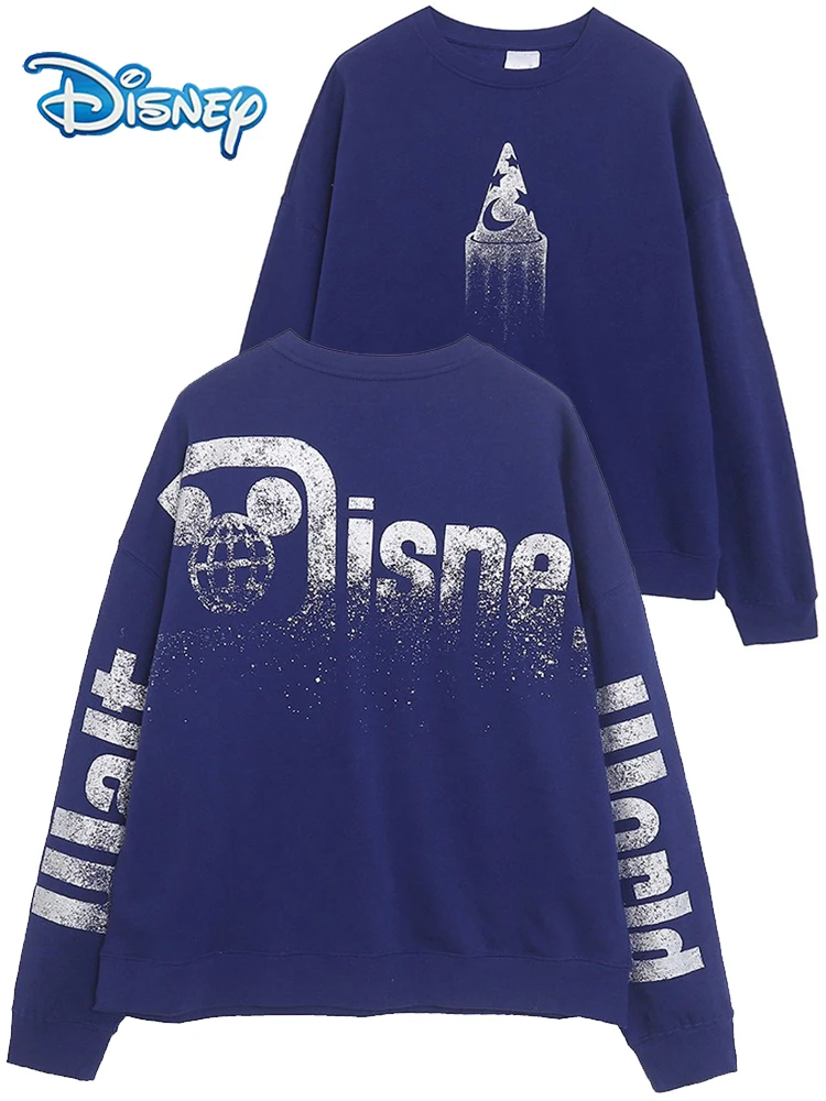 

Disney Walt Disney World Letter Merry Christmas Mickey Mouse Magic Cartoon Print Fleece Sweatshirt Women Long Sleeve Jumper Tops