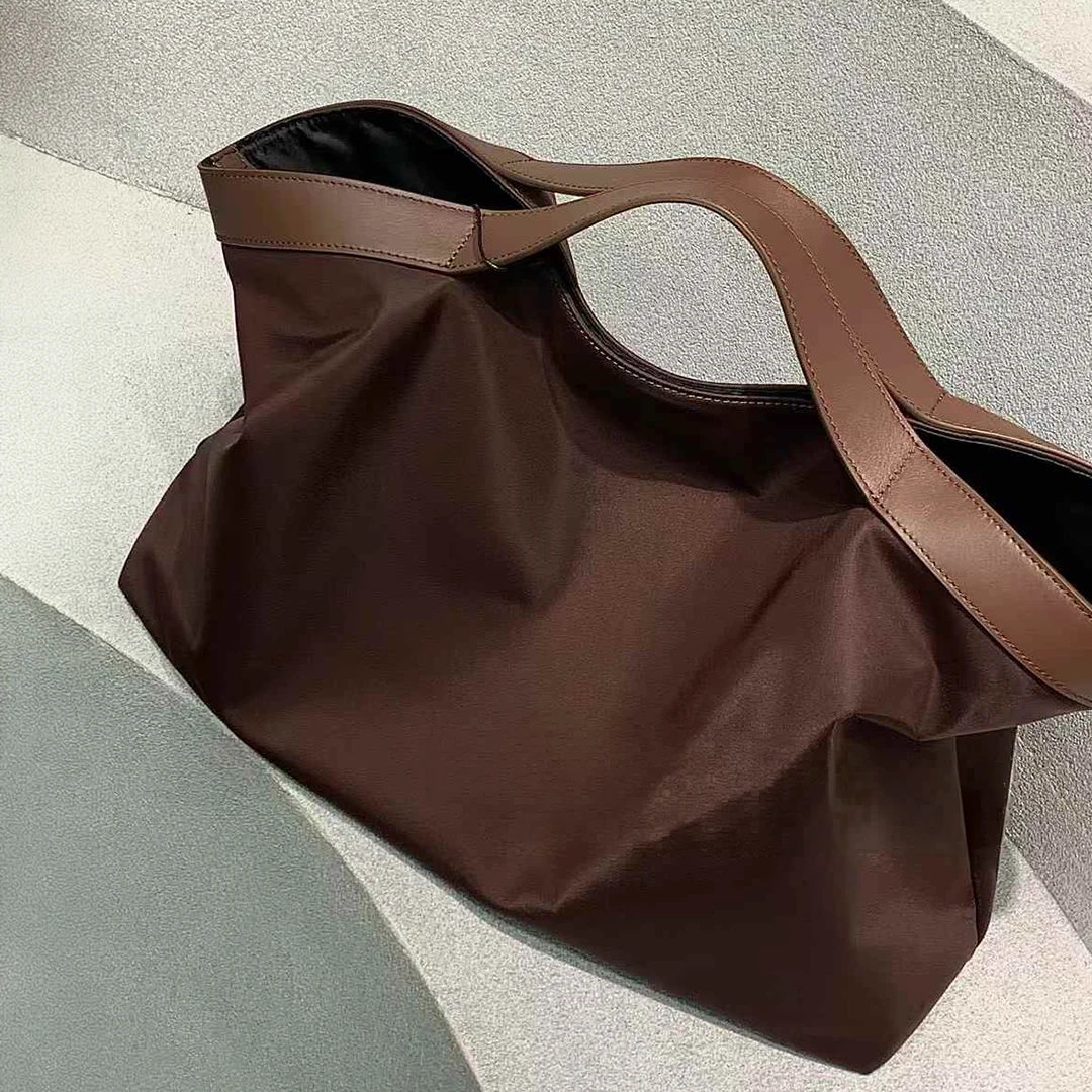 

Oxford Fabric Tote Bag Women Genuine Leather Large Capacity Shoulder Bag Daily Commute Shopping Handbag With Multi Compartment