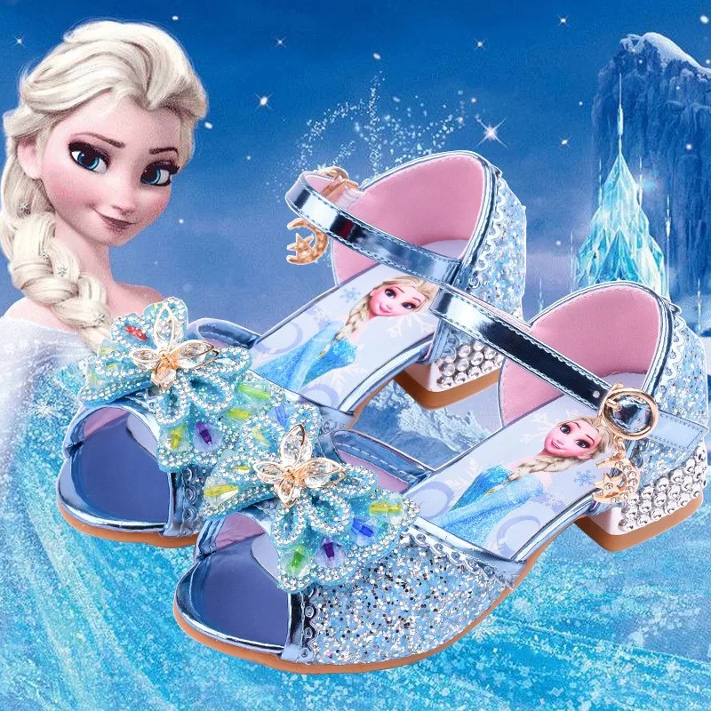 

Сандалии принцессы Эльзы для косплея Disney Frozen 2 для девочек-подростков и детей — туфли на высоком каблуке с кристаллами для подиума с блестящими стразами