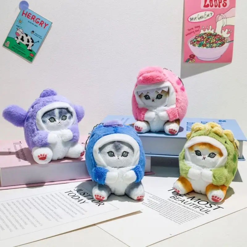 Shark Cat Cross-Dressing Dinosaur Pp Cotton Filling Plush Toy Decoration Keychain Girl Backpack Doll Wholesale Toy Pendants