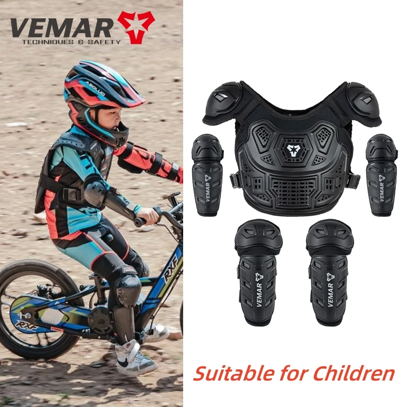 

VEMAR Kid's Motorcycle Armor Vest Protection Motocross Body Jacket Protective Riding Elbow Kneepads Moto Full Armor Children