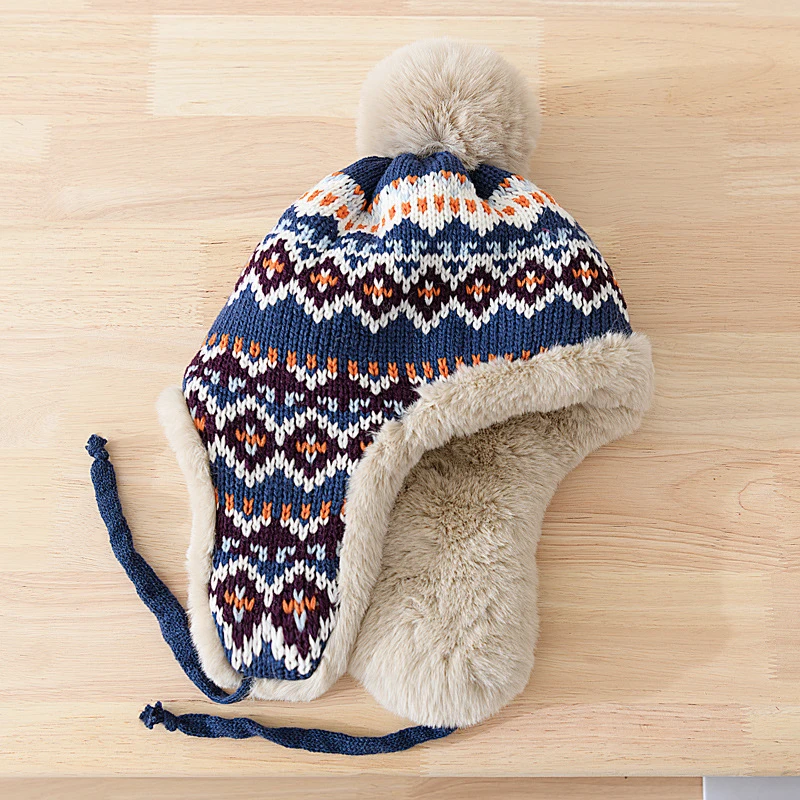 HT4110 Russian Cap Men Women Knitted Trapper Earflap Ski Cap New