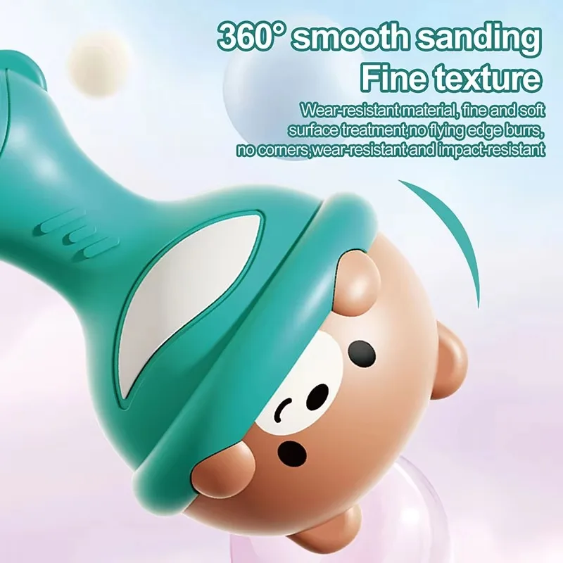 Leuke peuter handhamer rammelaar beer speelgoed met geluiden plastic babybel roze blauwe rammelaar shaker vroeg onderwijs speelgoed voor baby