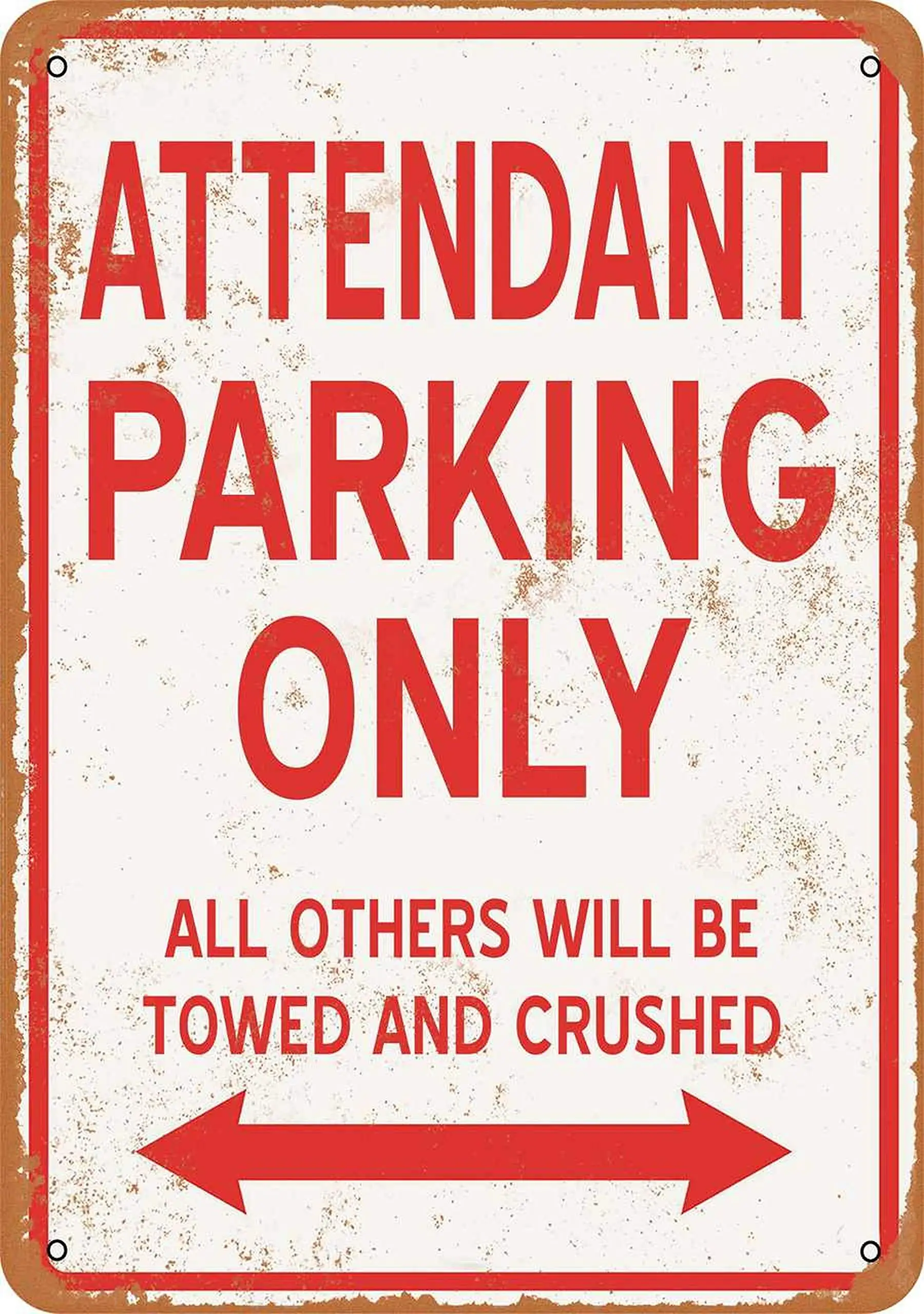 VinMea Attendant Parking Only Metal Sign Sign Bar Pub Man Cave Distressed Look Metal Room Sign Wall Retro Art Sign, 8 x 12 Inche