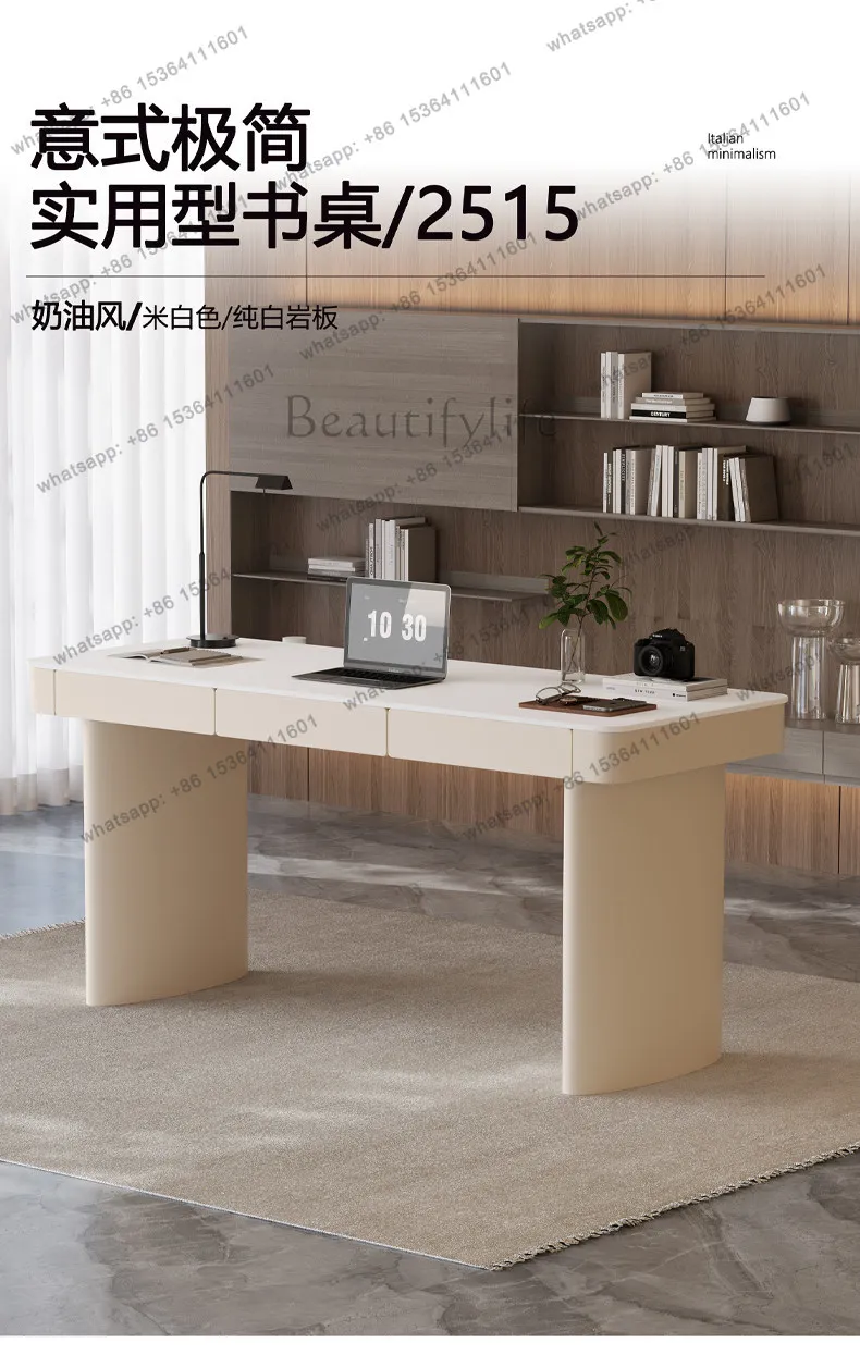Slate desk desk Modern light luxury Italian minimalist cream style computer study table