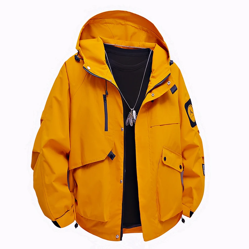 

New Spring autumn multi color high quality outdoor down jacket detachable cap waterproof windproof jacket men