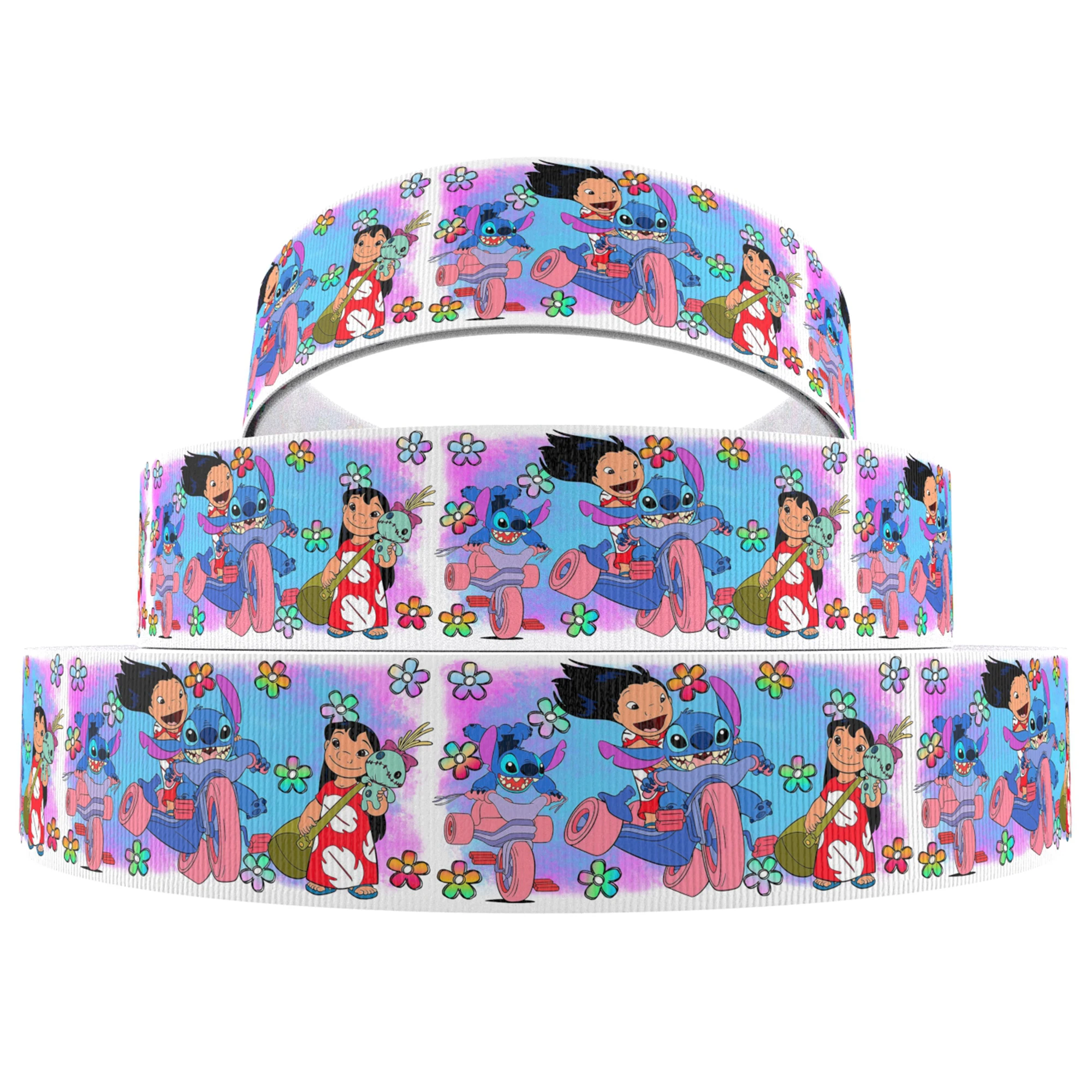 5yards Disney Lilo And Stitch Grosgrain Ribbon Fabric Gift Wrapping DIY Sewing Wrapping Art Sewing Bow-Knot Crafts Home Packing