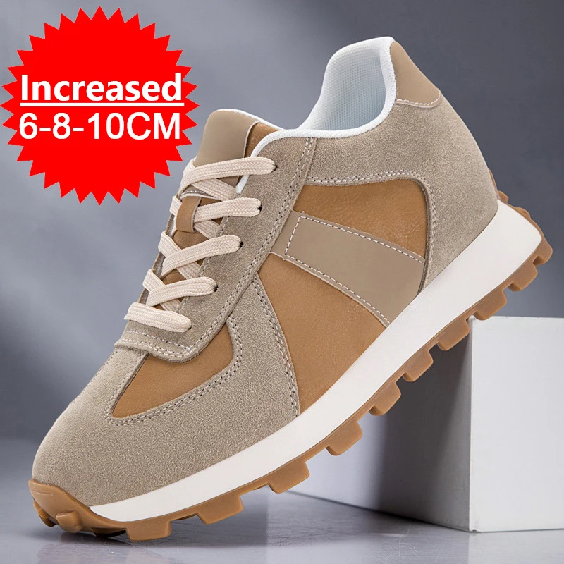 Marque de luxe mode cuir ascenseur baskets hommes confortable chaussures décontractées respirantes hauteur augmenter semelle intérieure 8cm ascenseur hommes chaussures