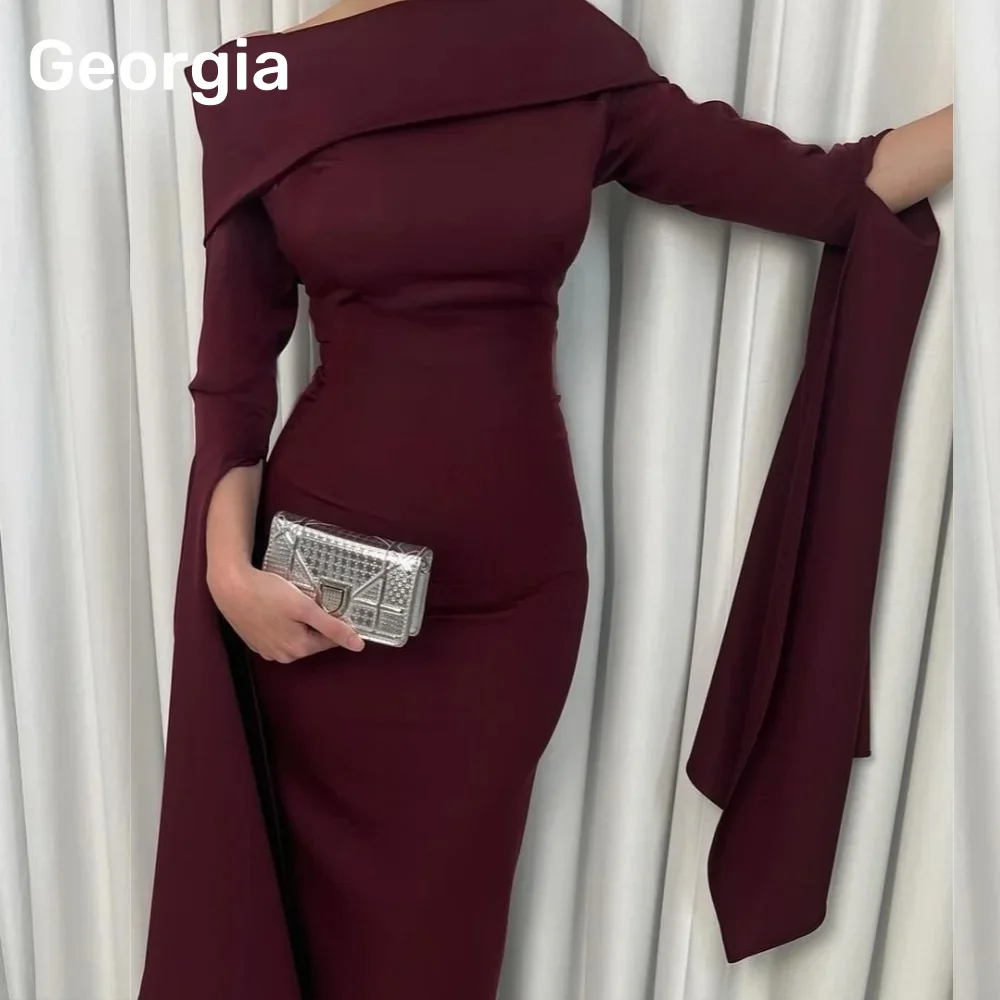 

Customized Dresses For Prom Sheath Strapless Floor-Length Evening Dress Lining Zipper Up Dresses Long Sleeves Vestidos De Fiesta