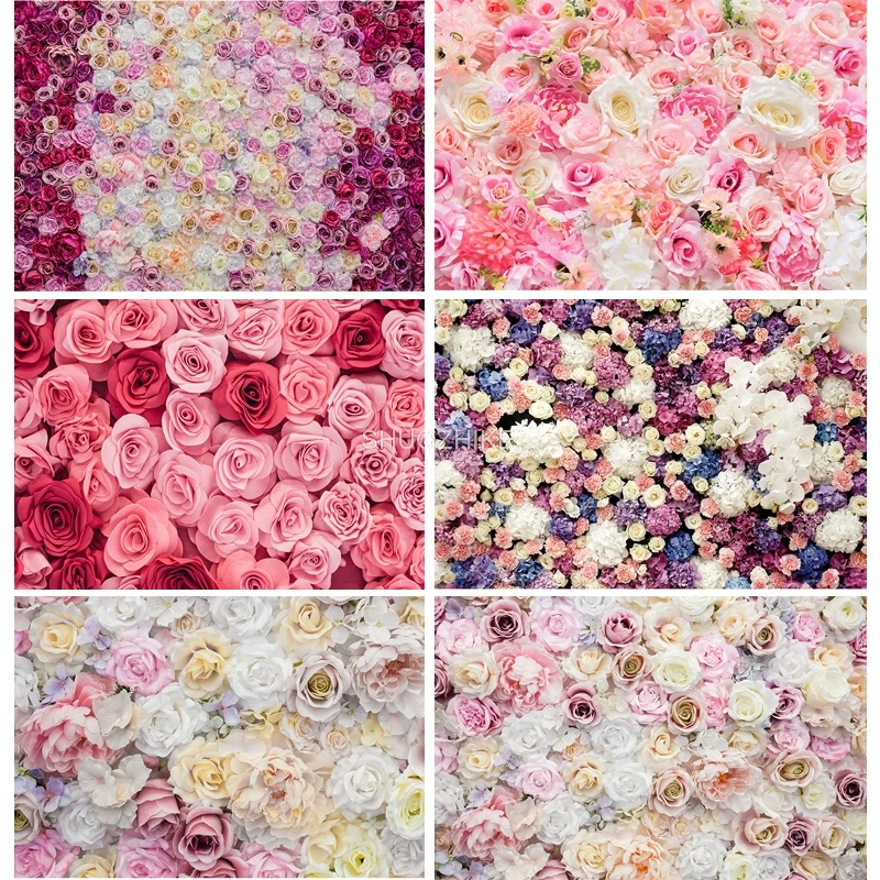 

Photorealistic Fabric Happy valentine's day Photography Backdrops Pink and Red Roses Wall Background Photo Studio Prop YXX-82