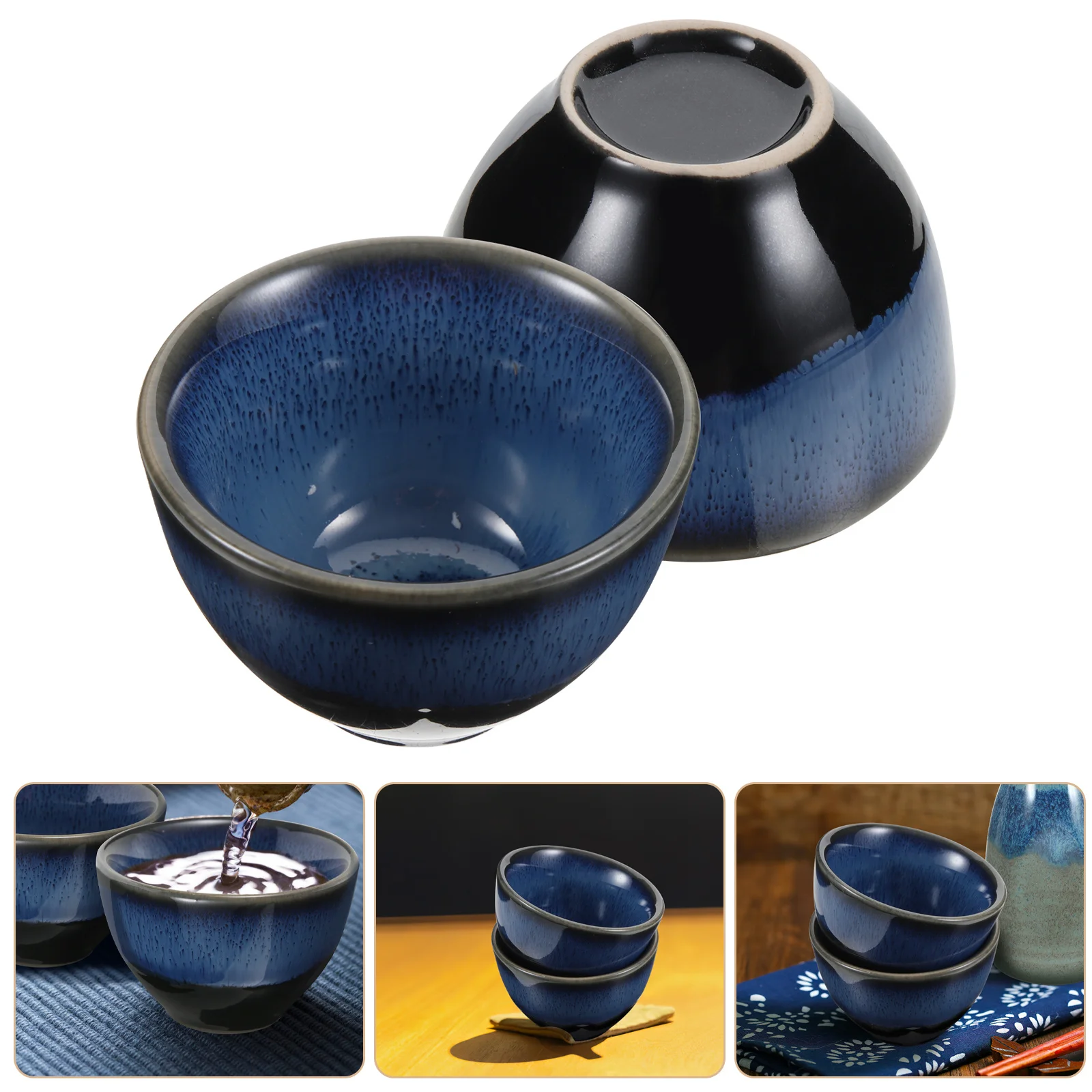 

2Pcs Japanese-Style Sake Cups Ceramic Wine Glasses for Party Dining Room Decor Smooth Elegant Drinking Vessels Set