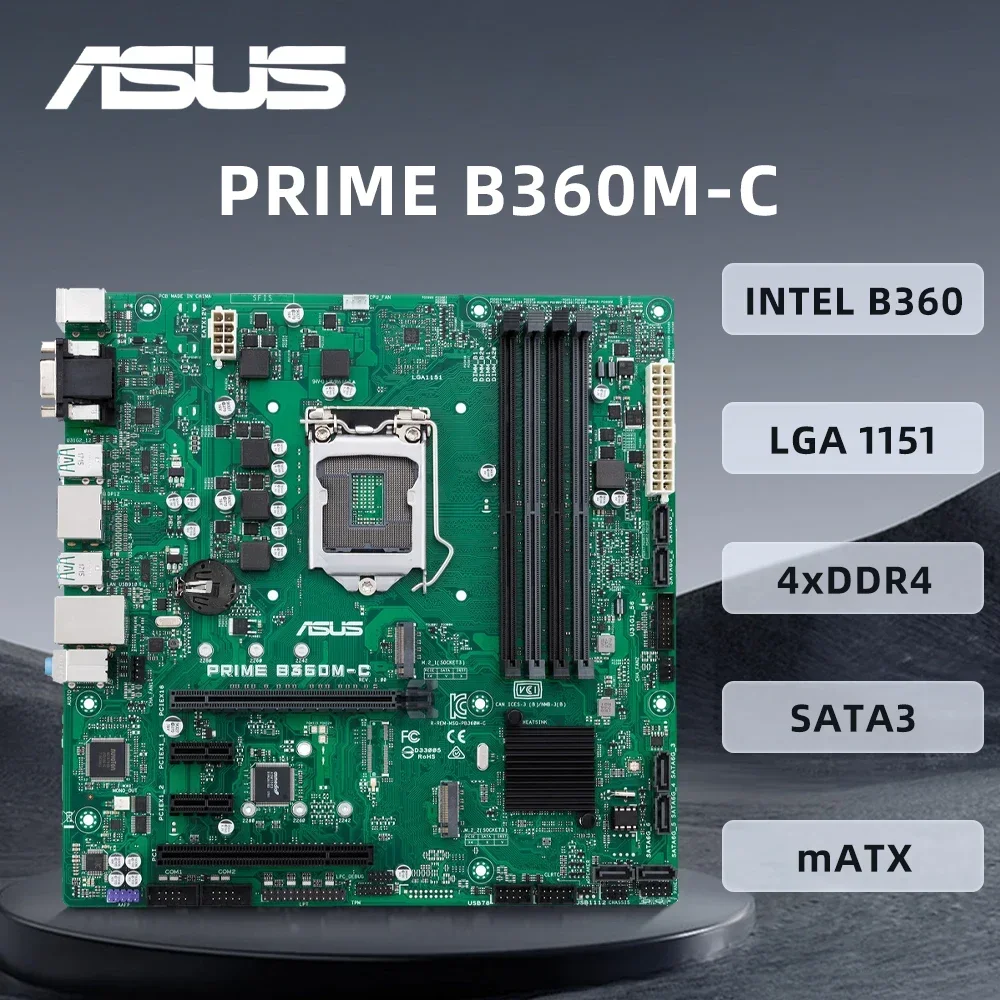 RoRuSASUS PRIME B360M-C Motherboard LGA1151 Support I5-9400F 9500F 9600K I7-8700K 9700KF CPU DDR4 2666MHz NVME M.2 HDMI Micro AT