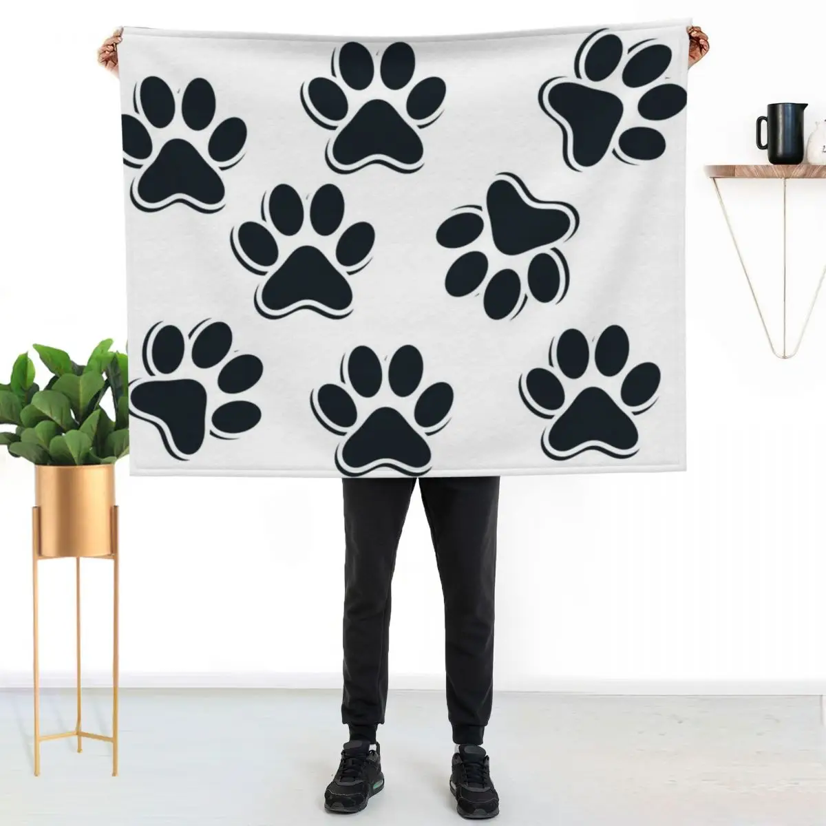 DOG PAW PRINT Throw Blanket Year Round Soft Comfortable Blanket for Home