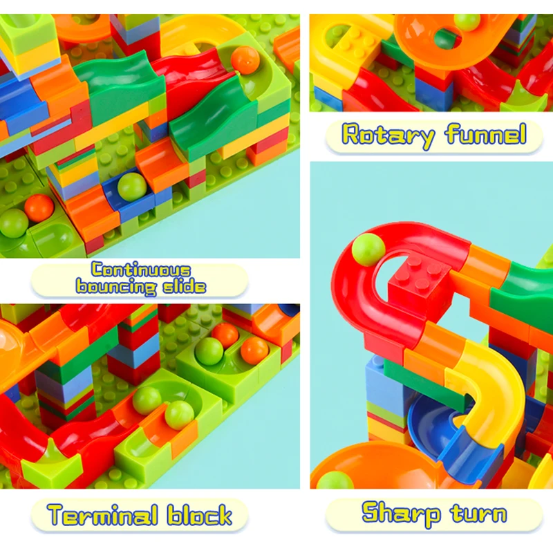 DIY Slide Building Blocks Toy Kid Compatible City Bricks Marble Race Run Funnel Slide Blocks Building Blocks for Christmas Gifts