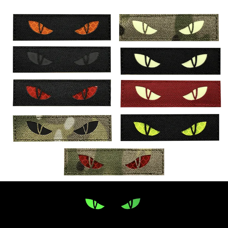 1Pc Cat Eye 3Dpvc Material Patch Badge, Luminous Effect, Hook Buckle on the Back, Suitable for Bags, Backpacks, Vests and Clothing Decoration Embroider Patch Stickers