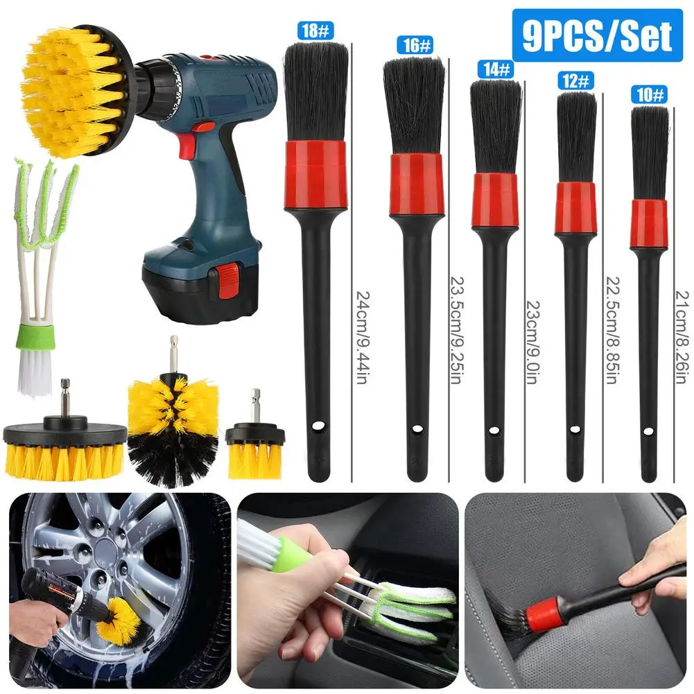 

Car Detailing Brushes Set Brushes for Automotive Cleaning Auto Air Cleaning Electric Drill Brush Car Dirt Dust Cleaning Dropship