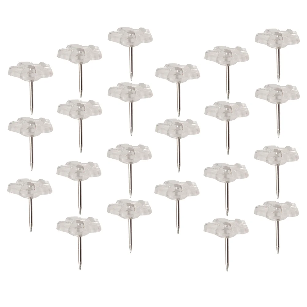 100 Pcs Flower Push Pins Bulletin Thumbtacks Drawing Plum Bossom Iron Transparent