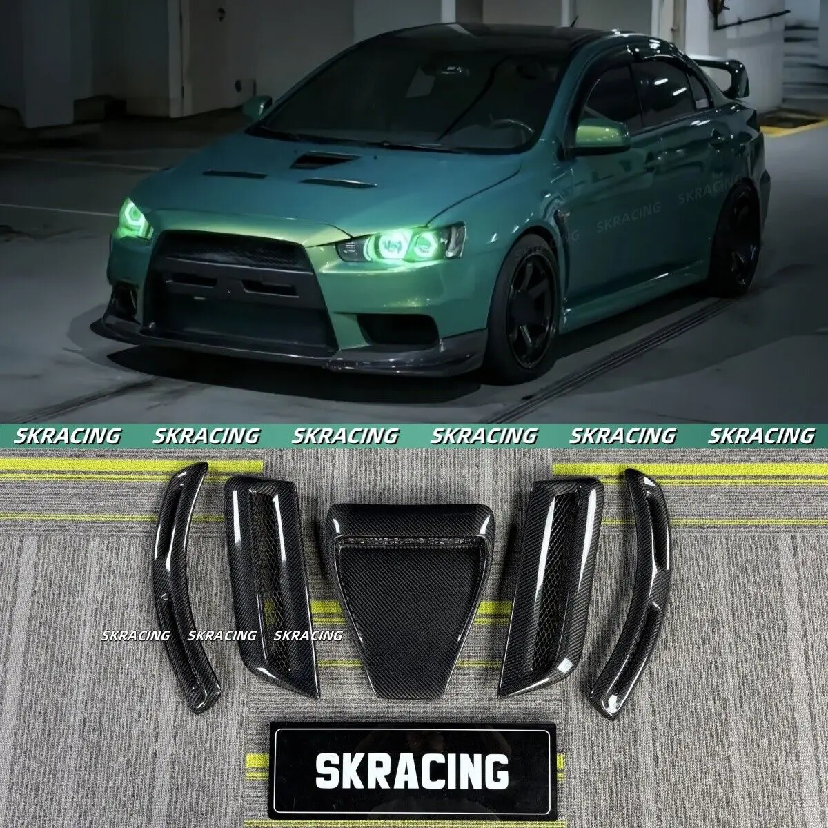 

For Mitsubishi Evolution 2008-2015 Carbon Fiber Hood Air Intake Side Vent Cover