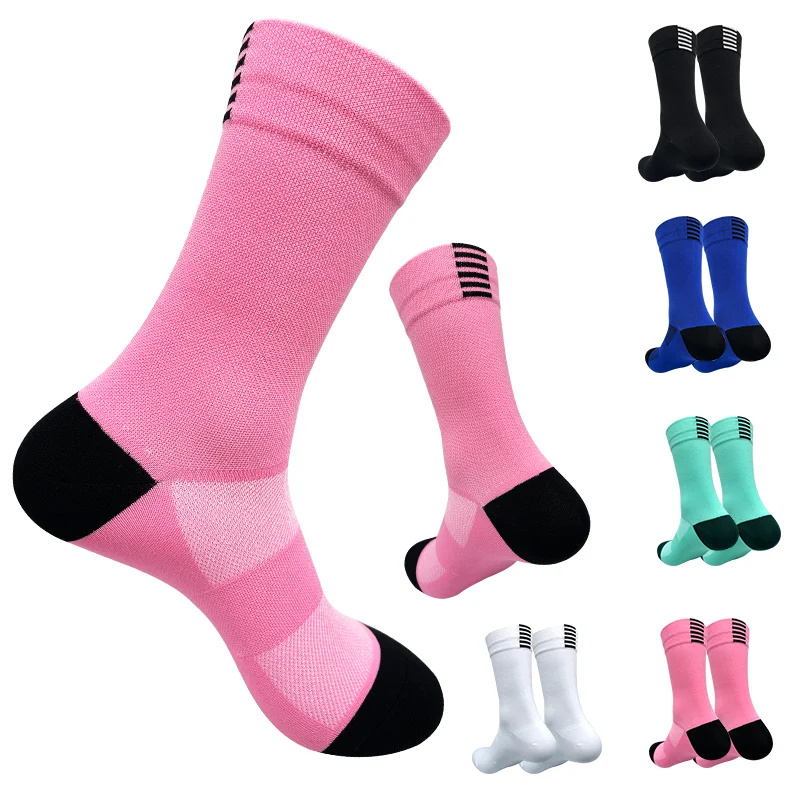 One Pair Professional Outdoor Cycling Socks Bicycle Race Socks Breathable Thin Sports Socks Cross Border Mid Calf Socks