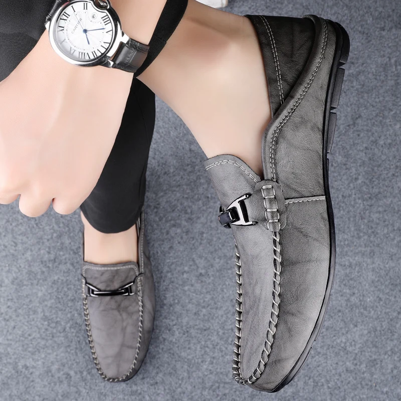 

Мужские повседневные туфли-лоферы из натуральной кожи для вождения, весенние, удобные, дышащие, нескользящие, с мягкой подошвой, высокое качество