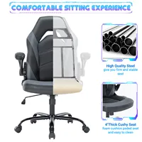 JHK Ergonomic Office Computer Home Gaming Desk Chair Adjustable PU Leather Racing Chair Flip-up Armrest For Christmas Furniture 5