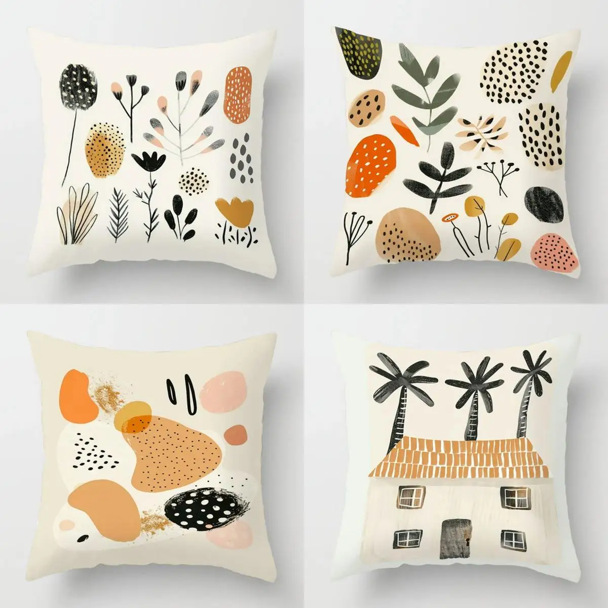

Home Decor Abstract Floral & Tropical Patterned Pillow Covers Pattern Cushion Cover Suitable for Sofa Bedroom Car Pillow Cover