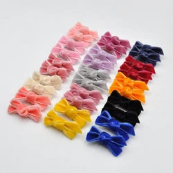 100Pcs/Lot 1.4inch Mini Velvet Ribbon Bow Hair Clips Tiny Bow Hairpins For Kids Baby Girl Hair Accessories