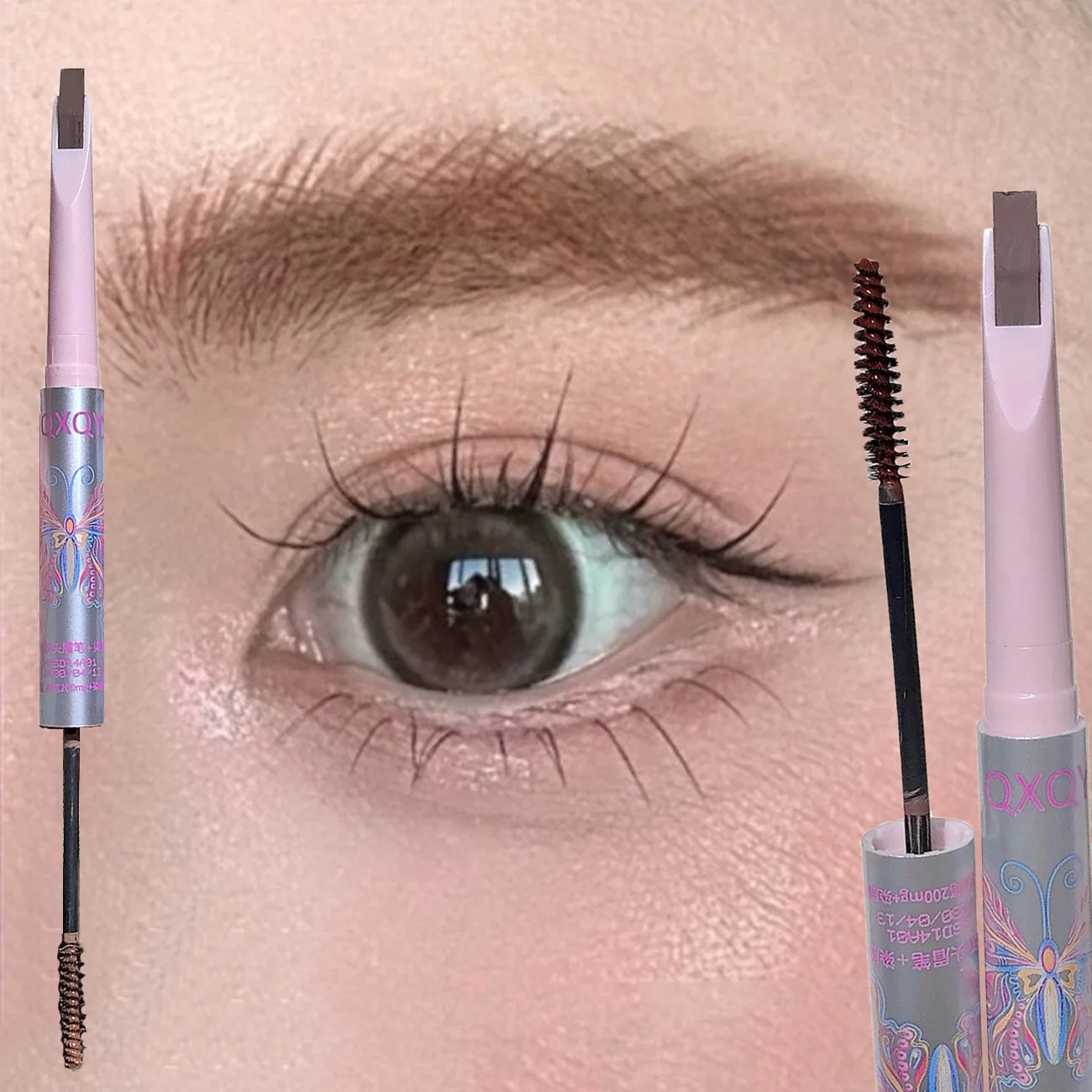 1 ST Waterdichte Double-Ended Wenkbrauwpotlood Wenkbrauw Tint 2 in 1 Zweetbestendig Langdurige Professionele Natuurlijke Eye Mascara Make-up