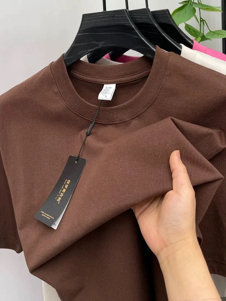 تي شيرت قطني 100% بأكمام قصيرة تي شيرت رجالي صيفي فضفاض كوري بلون سادة كاجوال مريح يسمح بمرور الهواء برقبة دائرية #5