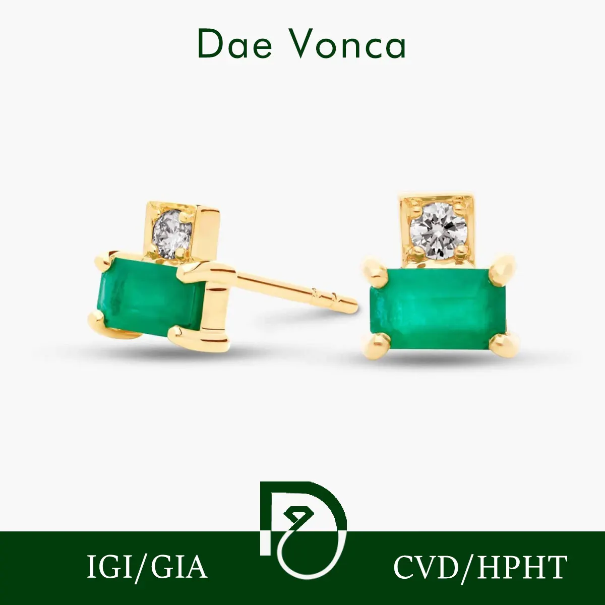 

Изумрудные серьги-гвоздики из желтого золота 14 карат, набор East West, выращенные в лаборатории зеленый изумруд и бриллианты, серьги с драгоценными камнями, ювелирные изделия для женщин, подарок