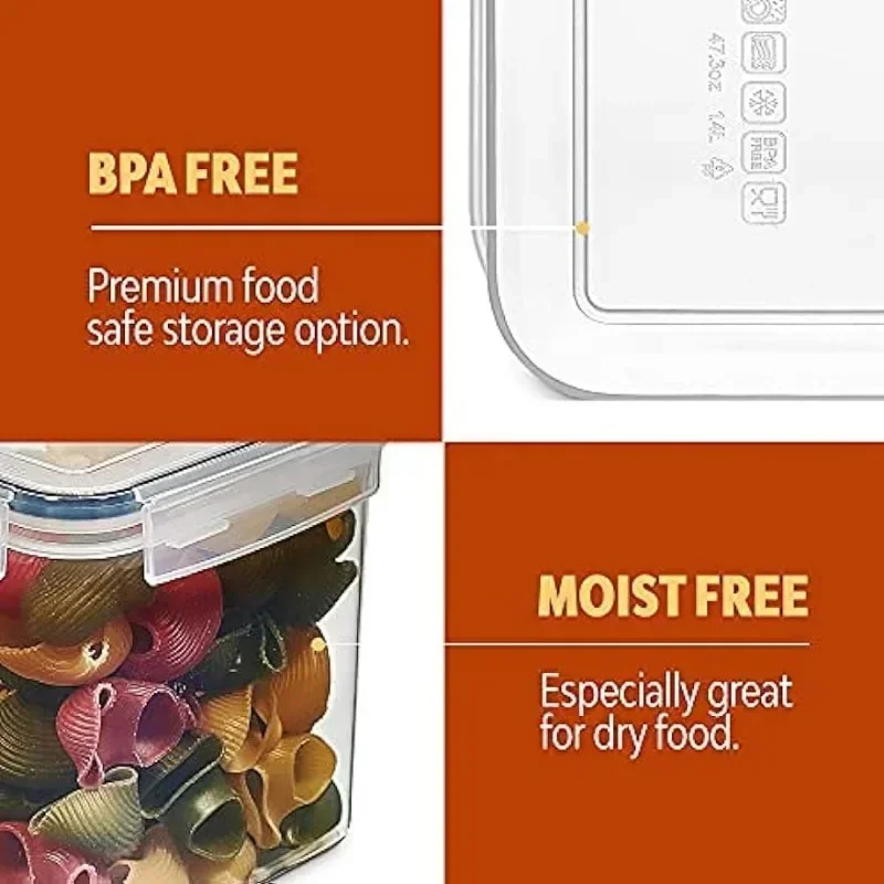 24 Pack Airtight Food Storage Container Set - BPA Free Clear Plastic Kitchen and Pantry Organization Canisters with Durable Lids