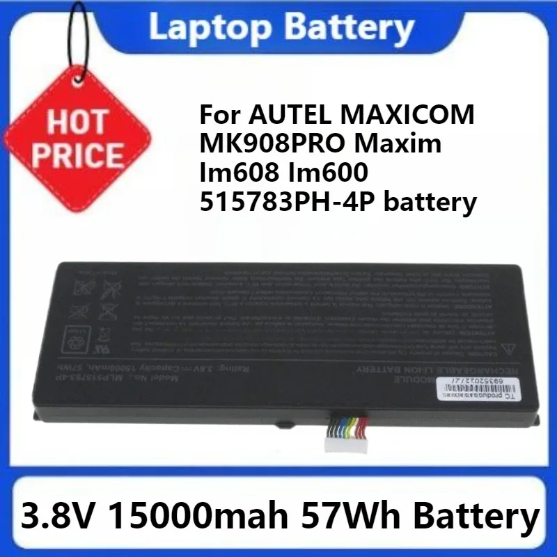 

3.8V 515783PH-4P for AUTEL MAXICOM MK908PRO Maxim Im608 Im600 515783PH-4P 3.8V 15000mah 57Wh Battery