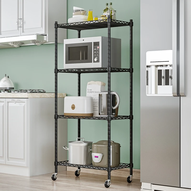 Kitchen storage rack with fence, oven, pot and bowl rack, household living room storage rack, multi-layer