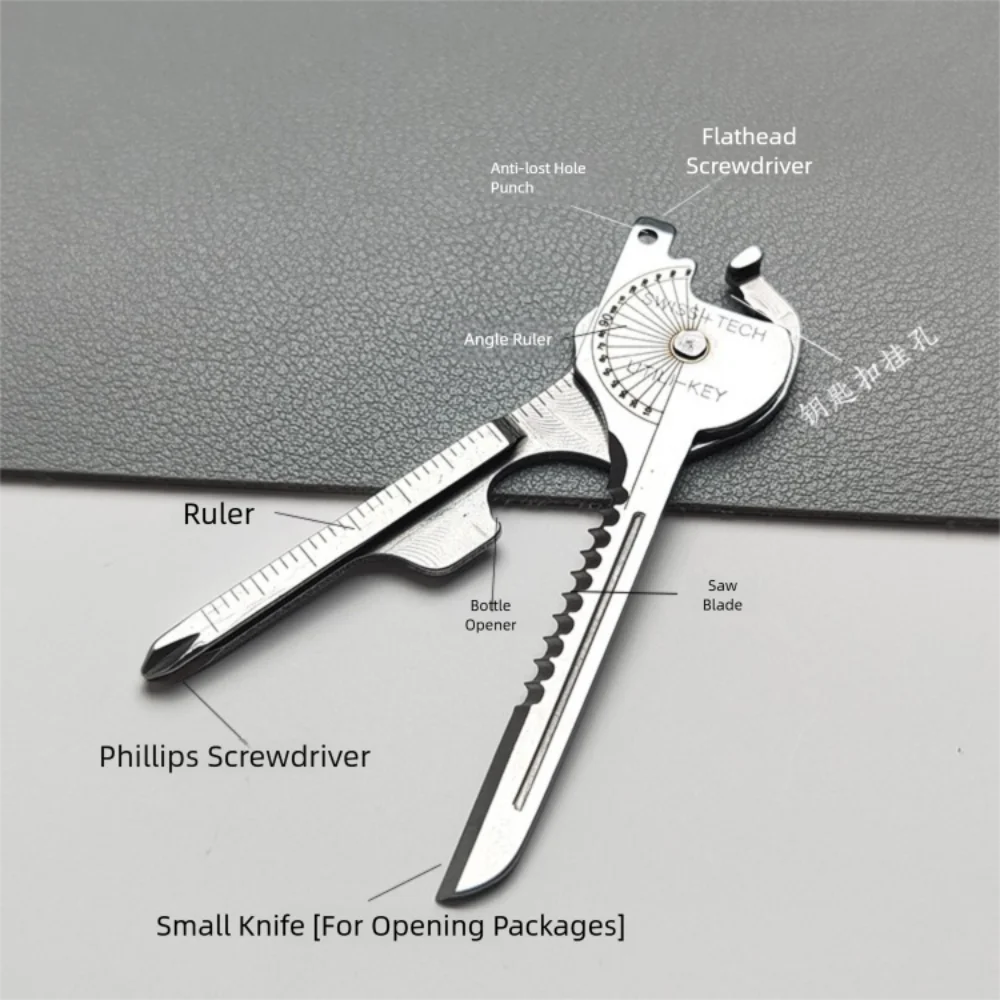 المحمولة متعددة أداة المفاتيح الفولاذ المقاوم للصدأ 8 في 1 التخييم متعددة الوظائف المفاتيح للطي متعددة الوظائف تصميم فتاحة الزجاجات