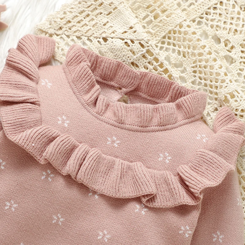 Baby Girls Knitted Rompers Clothes Pink Long Sleeve Newborn Infant One Piece Jumpsuits Outfits 0-18m Toddler Outerwear Playsuits
