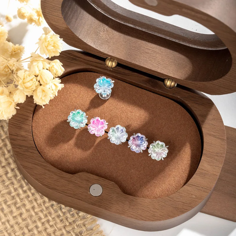 20G Floral Cubic Zircon Ear Stud, Hypoallergenic Titanium Stackable CZ Earrings for Sensitive Ears, Women Girls Trendy