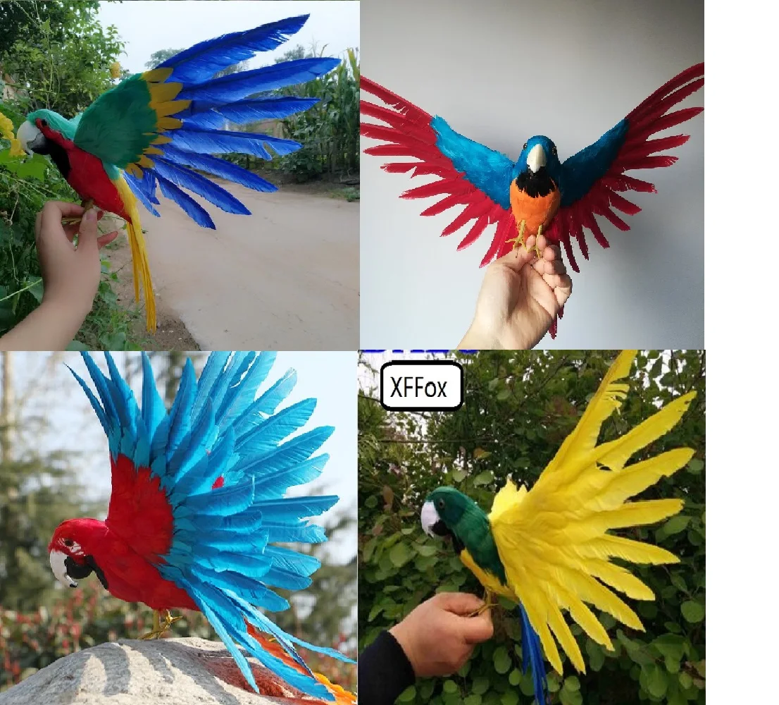 Simulation Parrot Model Foam&feather Real Feathers Spreading Wing Parrot Gareden Decoration Cosplay performances Scene Props