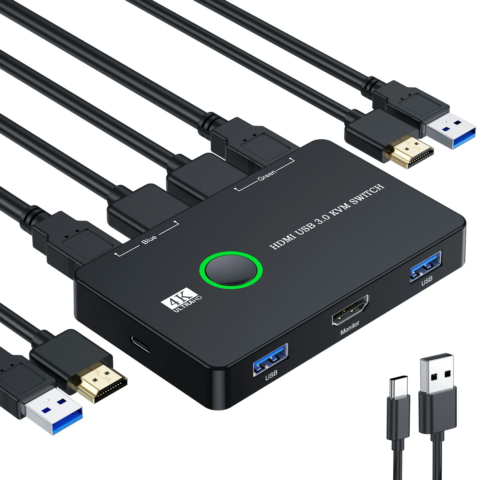 Kvm Switch Hdmi Usb3.0 Switch Voor 2 Computers Delen Muis Toetsenbord Printer Naar Een Hd Monitor Ondersteuning 4K @ 60Hz