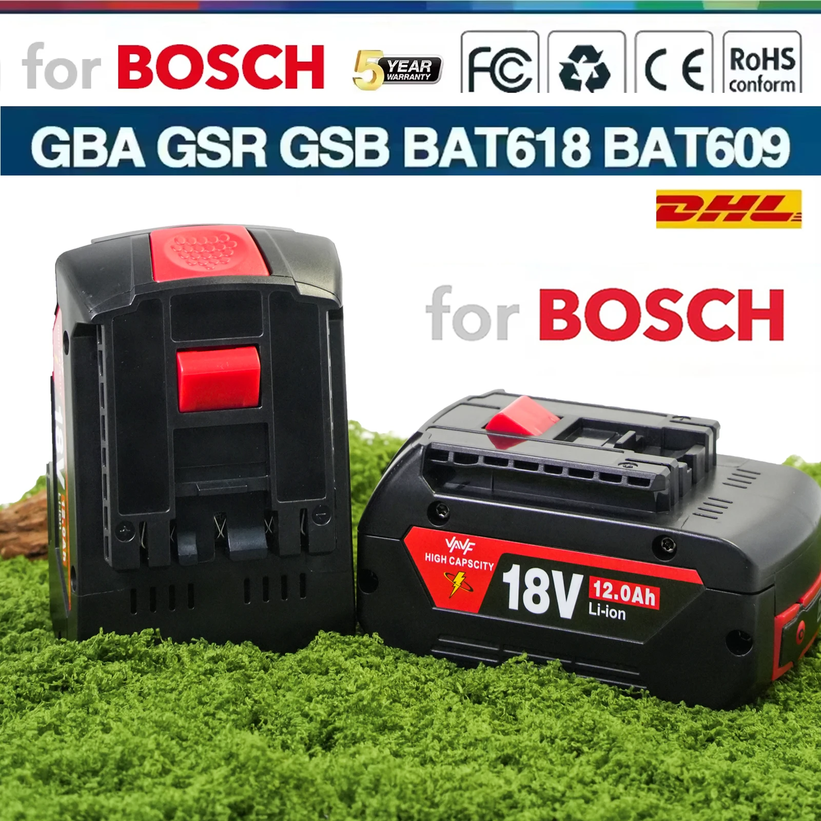 

For BOSCH 18V 12000mAh 18650 high-power 5C power tool lithium-ion battery,rechargeable GBA GSR GSB BAT618 BAT609