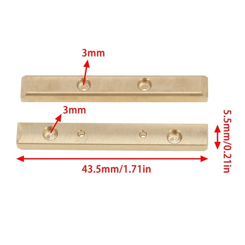 Barra de pesas a juego de latón, bloque de pesas lateral, piezas de repuesto, modelo de simulación 1/24, adecuado para Axial SCX24 90081