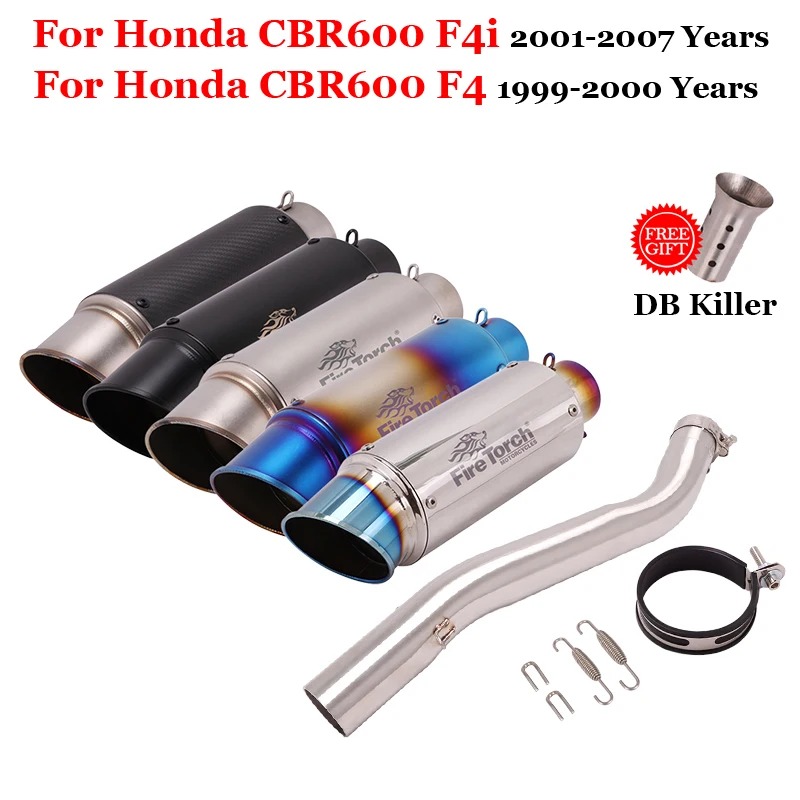 

Slip On For Honda CBR600 F4 1999-2001 CBR600 F4i 2001-2007 Motorcycle Exhaust Escape Moto Middle Link Pipe Carbon Fiber Muffler